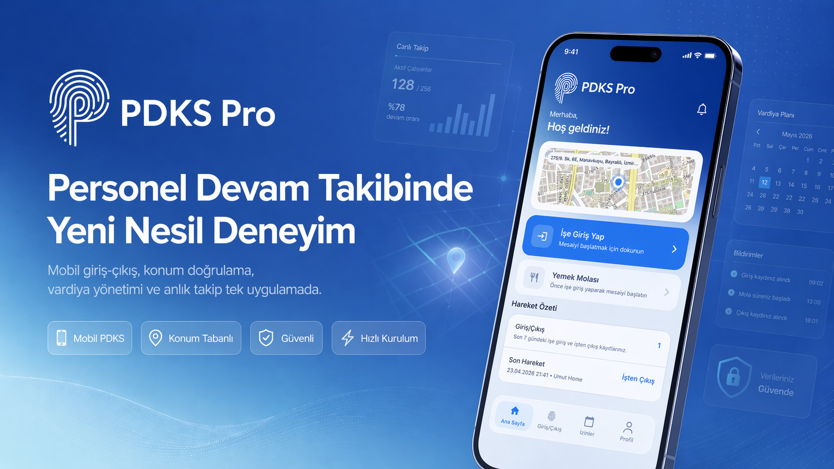 PDKS Pro uygulamasında günlük devam ve hareket özet ekranı